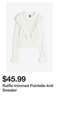 H&M Ruffle-trimmed pointelle-knit sweater offer