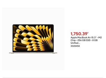 Staples Apple macbook air 15.3 - m2 chip - 256 gb ssd - 8 gb unified memory - starlight - english offer
