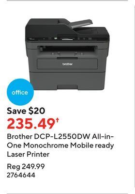 Staples Brother dcp-l2550dw all-in-one monochrome mobile ready laser printer offer