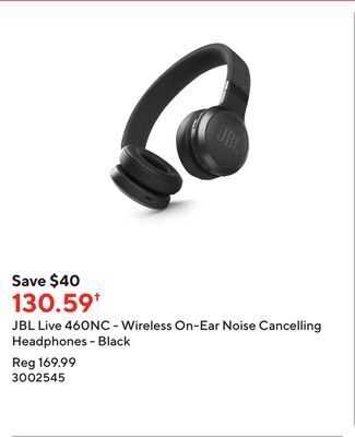 Staples Jbl live 460nc - wireless on-ear noise cancelling headphones - black offer