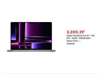 Staples Apple macbook pro 16 - m2 pro - 16gb - 512gb ssd - space grey - english offer