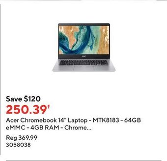 Staples Acer chromebook 14 laptop - mtk8183 - 64gb emmc - 4gb ram - chrome os - silver offer
