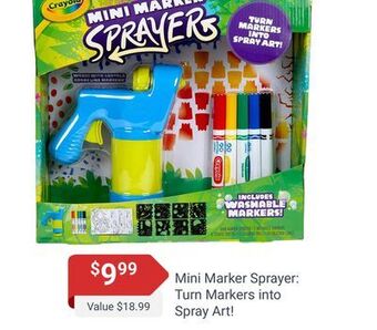 Samko & Miko Toy Warehouse Mini marker sprayer: turn markers into spray art! offer