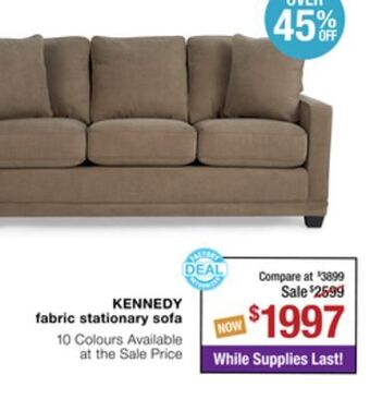 La Z Boy Kennedy fabric stationary sofa offer