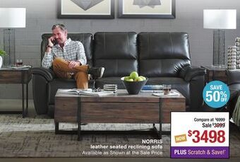 La Z Boy Norris leather seated reclining sofa offer