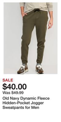 Old Navy Old navy dynamic fleece hidden-pocket jogger sweatpants for men offer