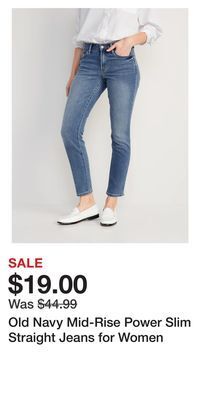 Old Navy Old navy mid-rise power slim straight jeans for women offer