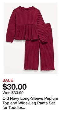 Old Navy Old navy long-sleeve peplum top and wide-leg pants set for toddler girls offer