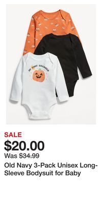 Old Navy Old navy 3-pack unisex long-sleeve bodysuit for baby offer