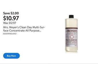 Walmart Mrs. meyer's clean day multi-surface concentrate all purpose cleaner, 946ml, lavender offer
