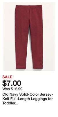 Old Navy Old navy solid-color jersey-knit full-length leggings for toddler girls offer