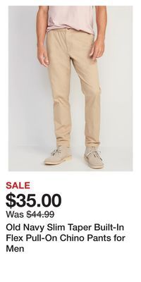 Old Navy Old navy slim taper built-in flex pull-on chino pants for men offer