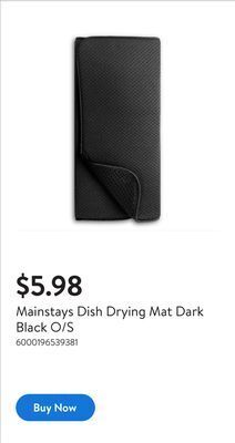Walmart Mainstays dish drying mat dark black o/s offer