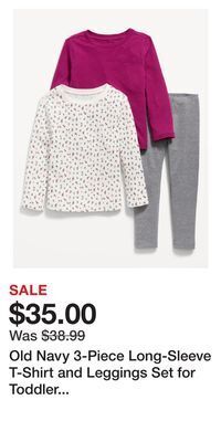 Old Navy Old navy 3-piece long-sleeve t-shirt and leggings set for toddler girls offer