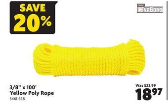 Home Hardware 3/8 x 100' yellow poly rope offer