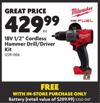 Home Hardware 18v 1/2 cordless hammer drill/driver kit offer
