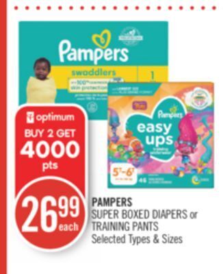 Shoppers Drug Mart Pampers super boxed diapers or training pants offer