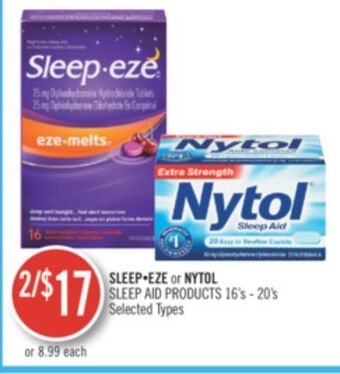 Shoppers Drug Mart Sleep•eze or nytol sleep aid products offer