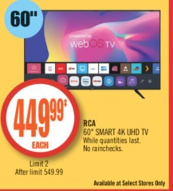 Shoppers Drug Mart Rca 60 smart 4k uhd tv offer