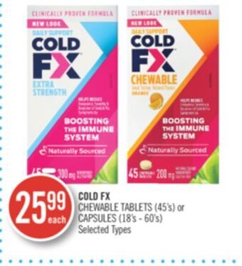 Shoppers Drug Mart Coldfx chewable tablets (45's) or capsules (18's-60's) offer