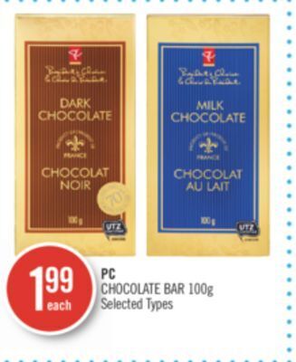 Shoppers Drug Mart Pc chocolate bar 100g offer