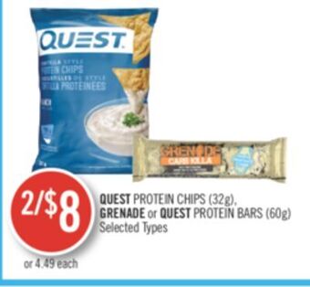 Shoppers Drug Mart Quest protein chips (32g) grenade or quest protein bars (60g) offer