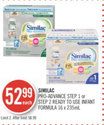 Shoppers Drug Mart Similac pro-advance step 1 or step 2 ready to use infant formula offer