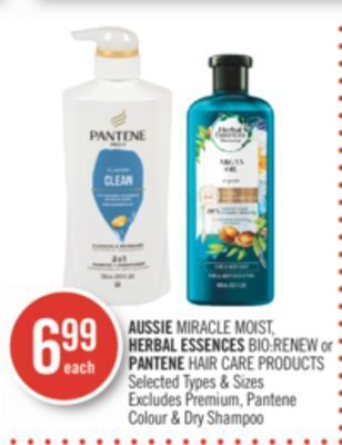 Shoppers Drug Mart Aussie miracle most herbal essences bio renew or pantene hair care product offer