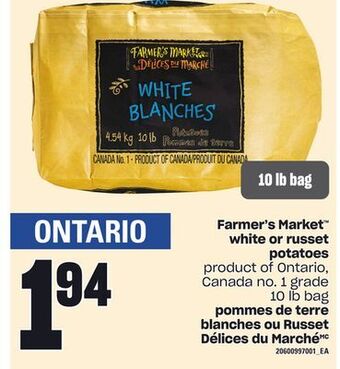 Independent City Market Pommes de terre blanches ou russet délices du marché, 10 lb bag offer