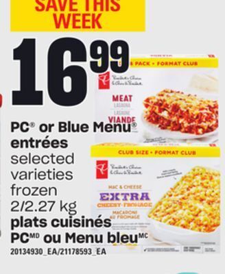Independent City Market Plats cuisinés pc ou menu bleu, 2/2.27 kg offer