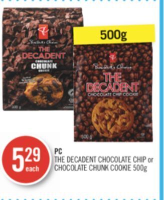 Shoppers Drug Mart Pc the decadent chocolate chip or chocolate chunk cookie offer