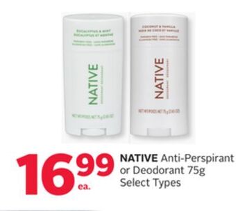 Rexall Native anti-perspirant or deodorant offer