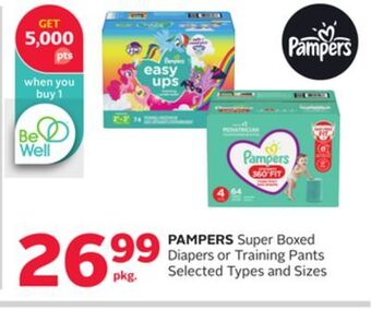 Rexall Pampers super boxed diapers or training pants offer