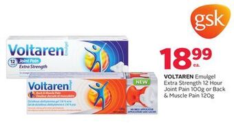 Rexall Voltaren emulgel extra strength 12 hour joint pain 100g or back & muscle pain 120g offer