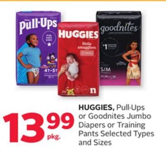 Rexall Huggies, pull. ups or goodnites jumbo diapers or training pants offer