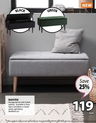 JYSK Badsted storage bench with tufted seating offer