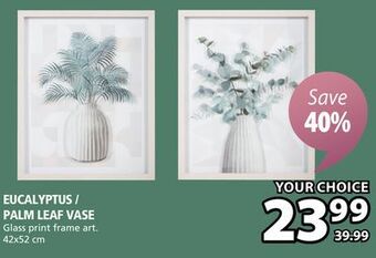 JYSK Eucalyptus / palm leaf vase offer