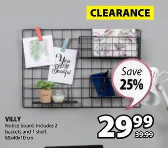 JYSK Villy notice board offer