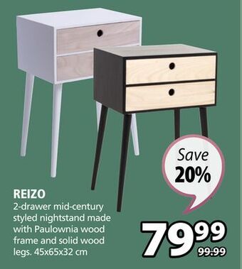 JYSK Reizo 2-drawer mid-century offer