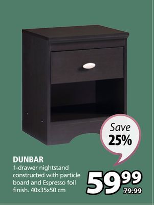 JYSK Dunbar 1 drawer nightstand offer