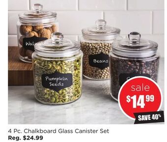 Kitchen Stuff Plus 4 pc. chalkboard glass canister set offer