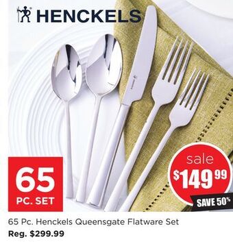 Kitchen Stuff Plus 65 pc. henckels queensgate flatware set offer