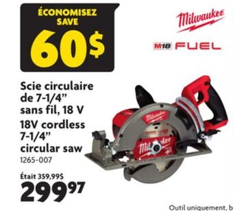 Home Hardware 7-1/4 circular saw offer