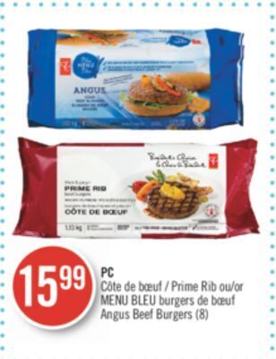 Pharmaprix Pc prime rib or blue menu angus beef burgers (8) offer