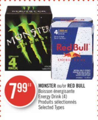 Pharmaprix Monster or red bull energy drink offer