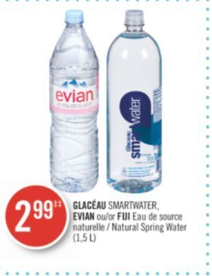 Pharmaprix Glacéau smartwater, evian or natural spring water (1,5 l) offer