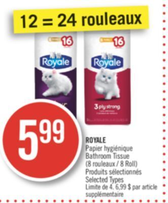 Pharmaprix Royale bathroom tissue offer