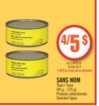 Pharmaprix No name tuna offer