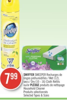 Pharmaprix Swiffer recharges wet (12), dry (10-16) cloth refills or pledge household cleaner offer