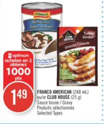 Pharmaprix Franco american (248 ml) or club house (25 g) offer